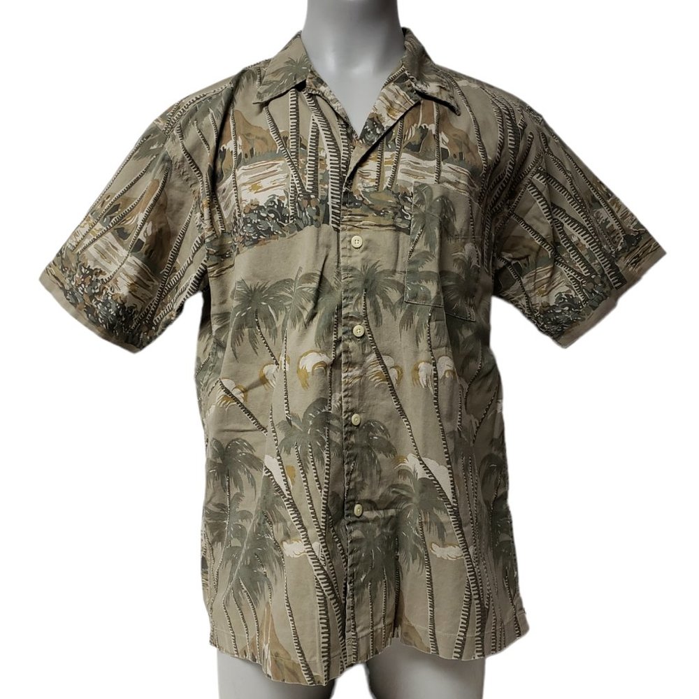 Y2K No Boundaries NOBO palm print cotton button down shirt . men's L
